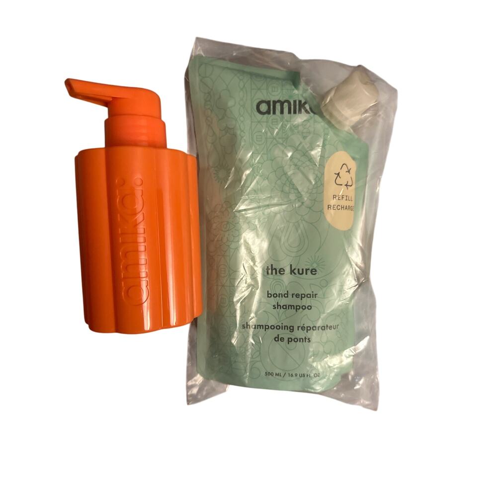Amika Kure Bond Repair Shampoo 500ml Refill & Forever Friend Reusable Bottle Duo - Picture 3 of 3
